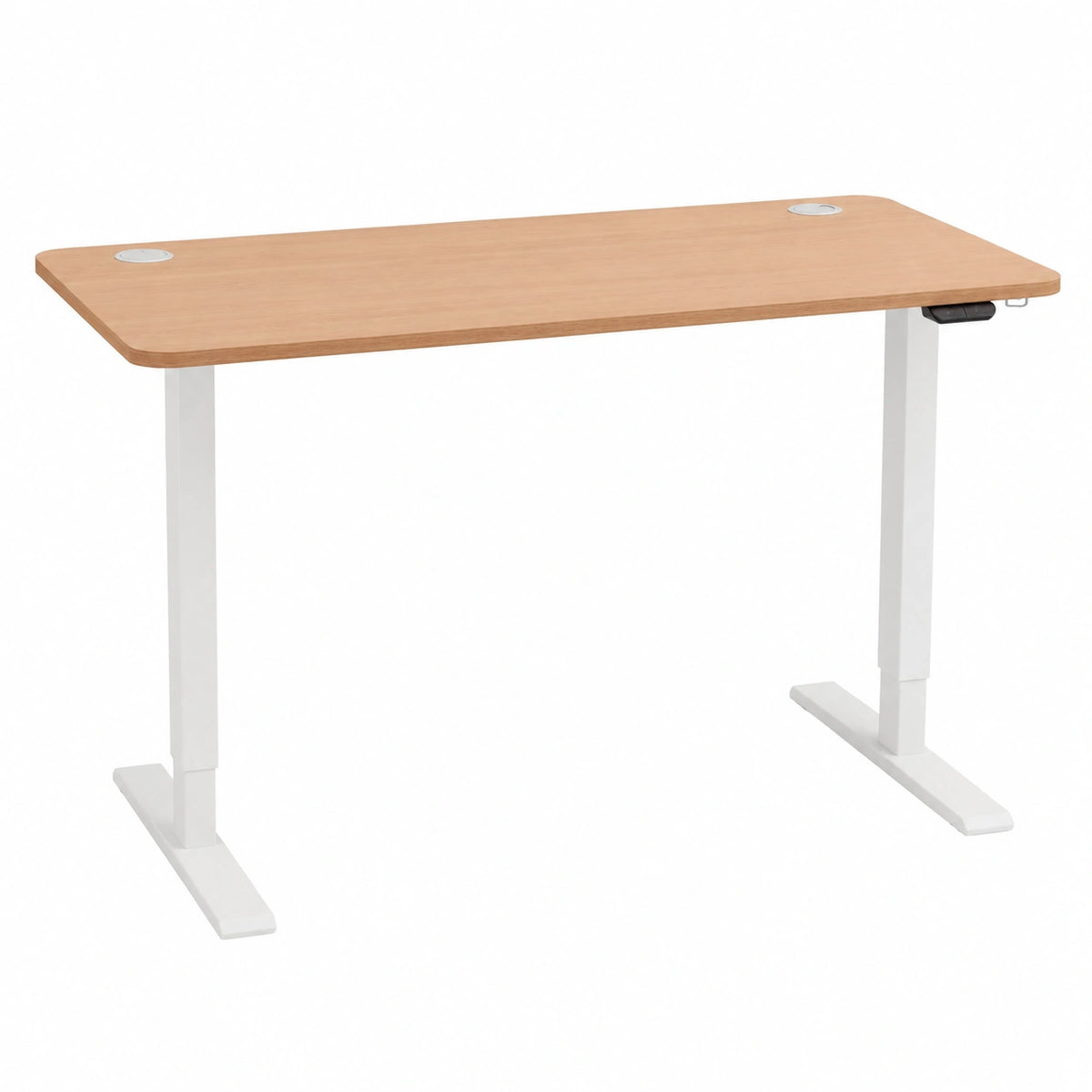 Scrivania Ergonomica Regolabile Elettricamente 120x60 cm in Faggio e Bianco