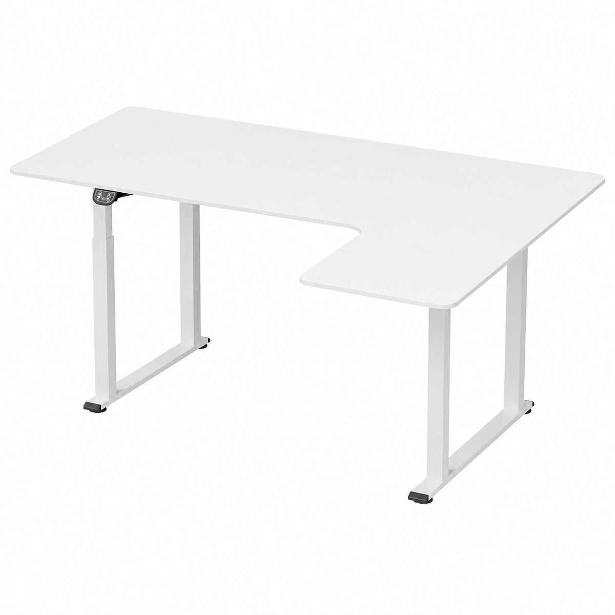 Dripex Scrivania Angolare Regolabile 180x110cm, Scrivania Elettrica con Doppio Motore e 4 Gambe Stabili, Bianca