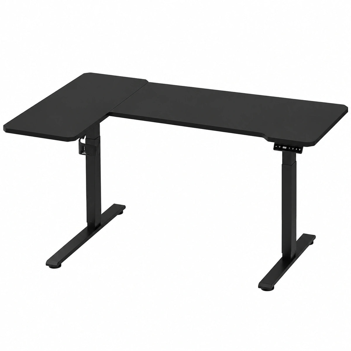 Scrivania Angolare Regolabile Motorizzata 150x100 CM con Gancio e Portabicchieri, Nero