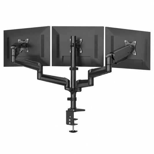 HUANUO Supporto Triplo per Monitor da 17-32 Pollici, Braccio Regolabile in Altezza, Capacità 8 kg per Braccio, Colore Nero