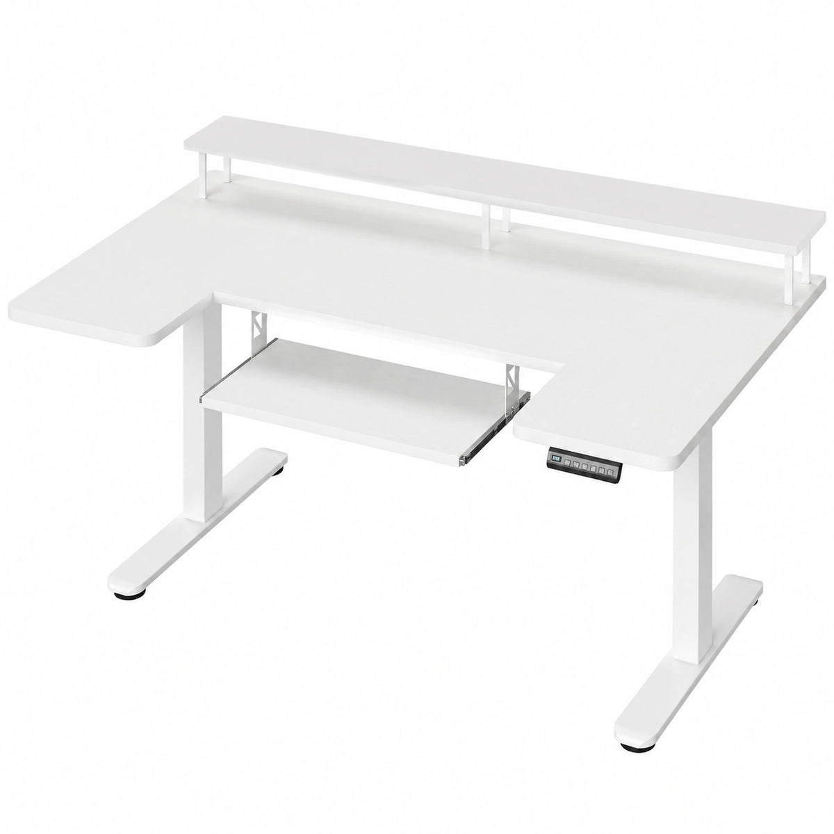 Scrivania Elettrica Regolabile OffiGo con Monitor e USB, 140 cm, LED e Bianca, per Gaming e Ufficio