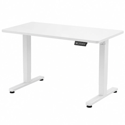 JUMMICO Scrivania Elettrica 140x60 cm Regolabile, con Telecomando Intelligente e Gancio, Perfetta per Ufficio e Gaming, Bianco