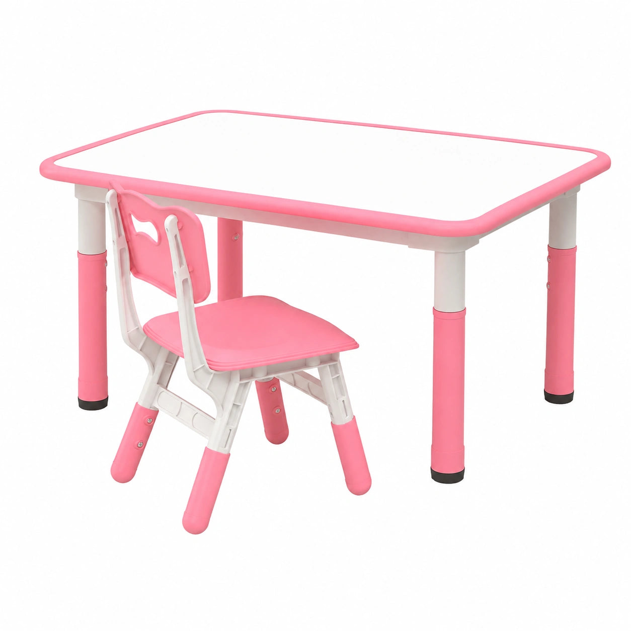 Set Tavolo e Sedie per Bambini, Scrivania Regolabile con Superficie Graffiti e Gambe Antiscivolo