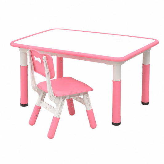 Set Tavolo e Sedie per Bambini, Scrivania Regolabile con Superficie Graffiti e Gambe Antiscivolo