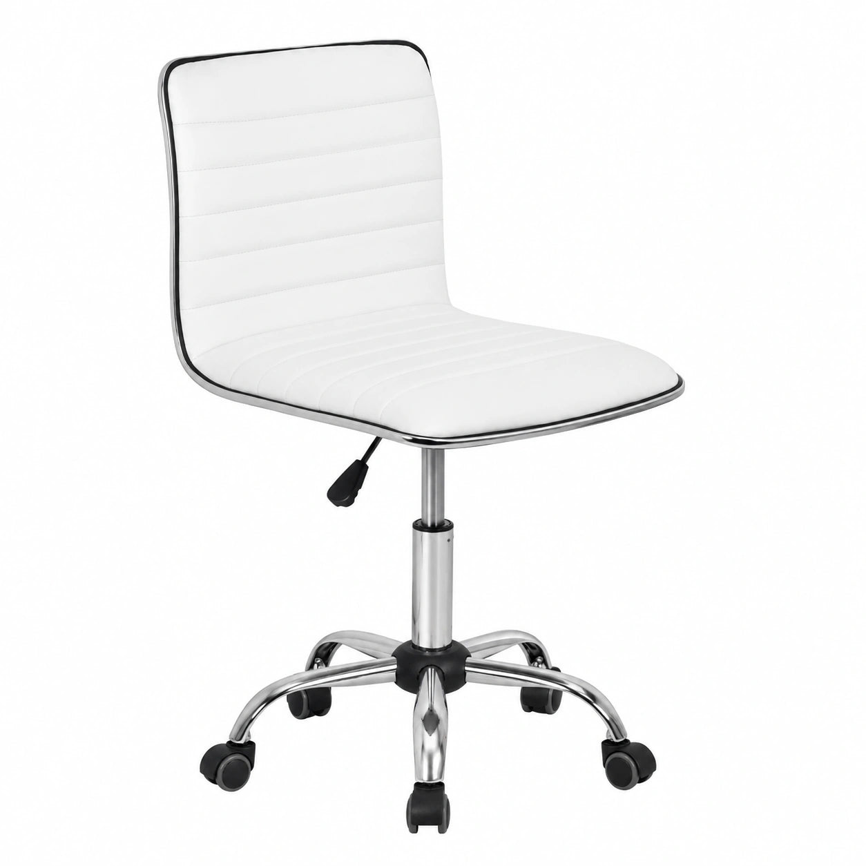 Sedia da Ufficio Girevole in Ecopelle Bianca Regolabile, Design Moderno