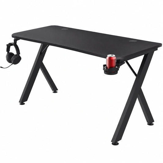 Scrivania Gaming GXTrust Dynamus 120x60 cm con Supporto Cuffie e Portabicchiere, Struttura Metallica, Gestione Cavi